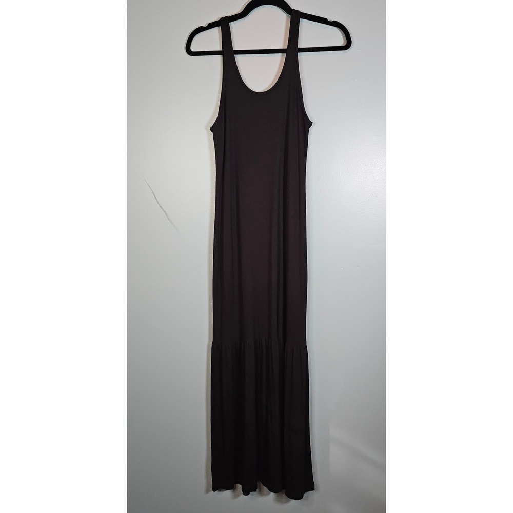Marine Layer Black Ribbed MicroModal Spandex Midi Dress XS Made in California